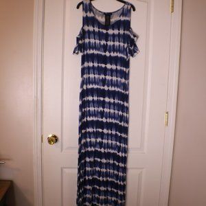 Design History Cold Shoulder Tie Dye Blue Dress